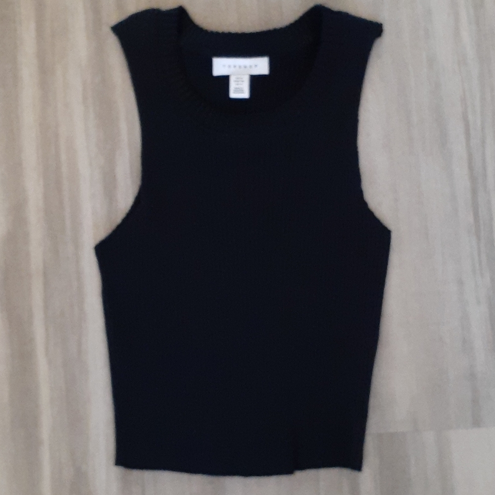 TOPSHOP BLACK RIBBED CROP TOP SMALL 4
